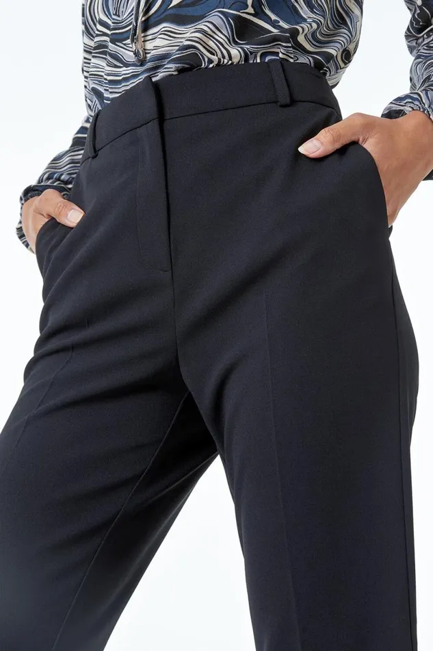 Black Bootcut Leg Stretch Trousers Women Roman Occasionwear