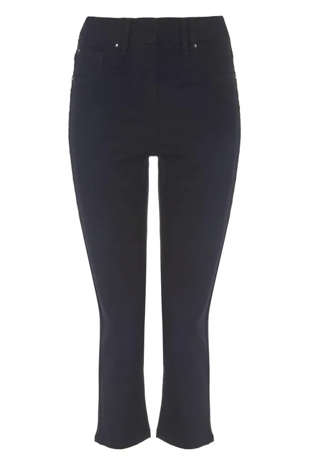 Black Elastic Waist Cropped Denim Jegging Women Roman Coords