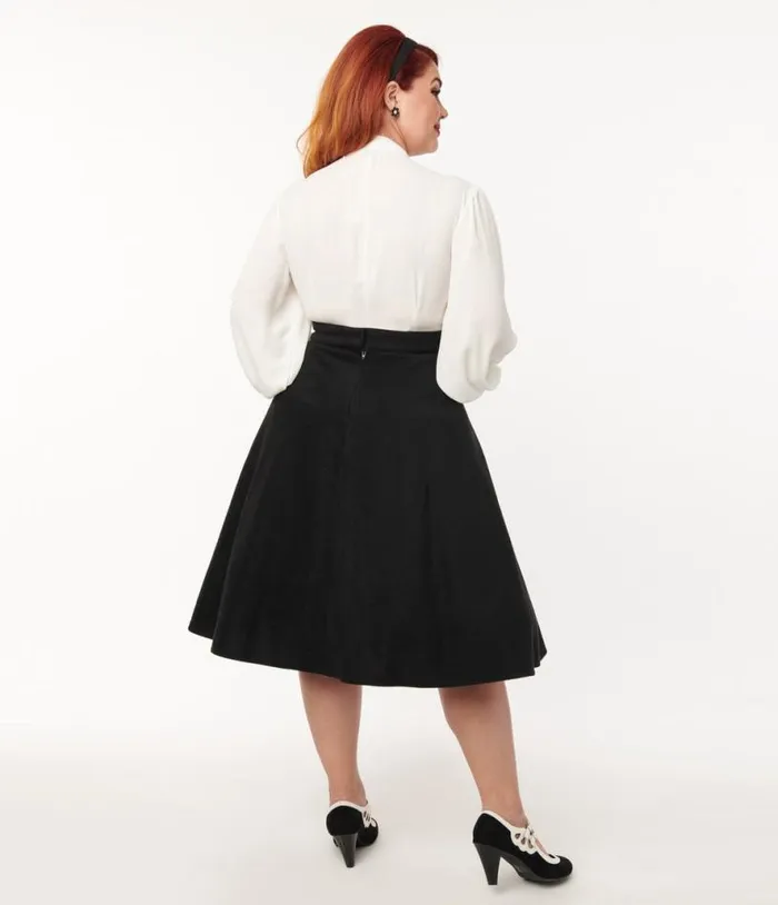 Black Halloween Music Box Soda Shop Swing Skirt ClothingHalloweenPlus Unique Vintage Skirts