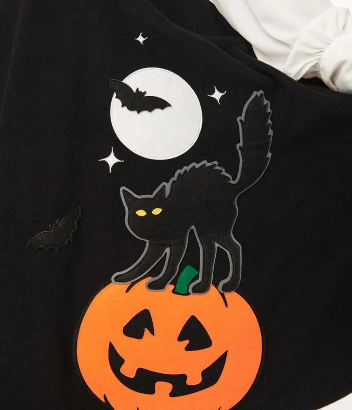 Black Halloween Music Box Soda Shop Swing Skirt ClothingHalloweenPlus Unique Vintage Skirts