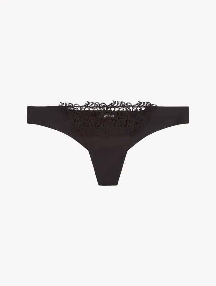 Black Thong With Macram Lingerie La Perla G String and Thong