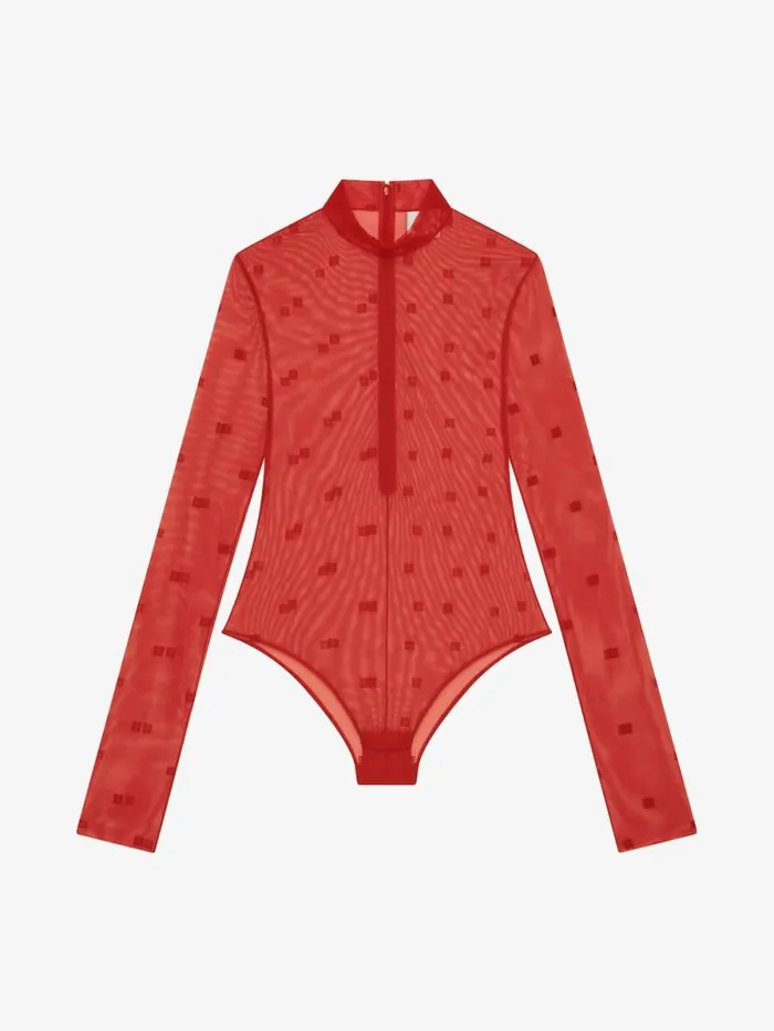 Bodysuit In 4g Tulle Red Women Givenchy Bodysuits and Underwear
