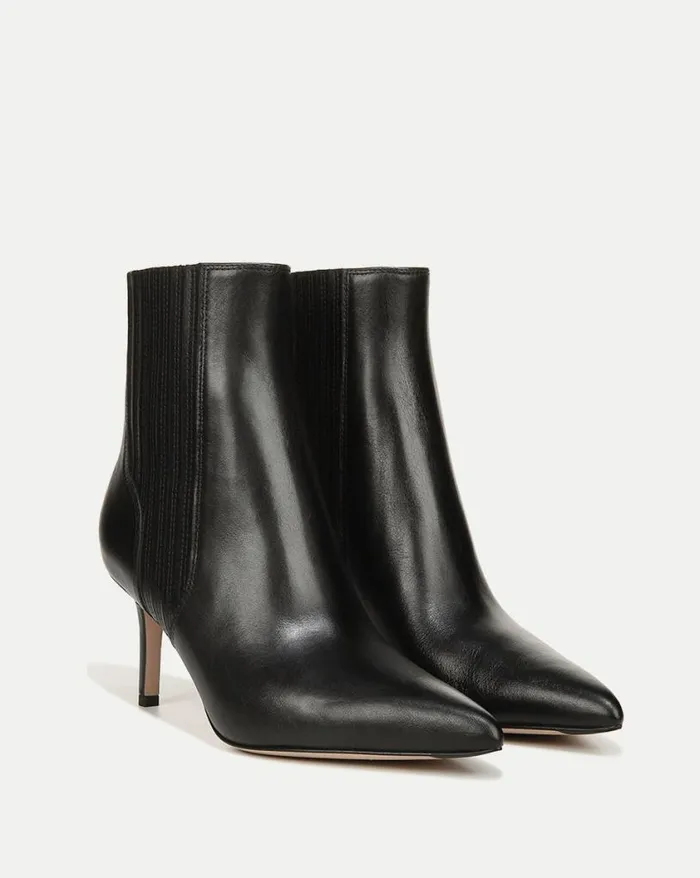 Boots and Booties Shop Veronica Beard Lisa Leather MidHeel Bootie Black