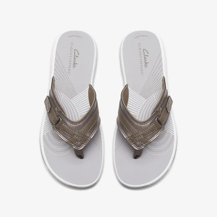Breeze Sea Pewter Synthetic Women Clarks Sandals and Flip Flops