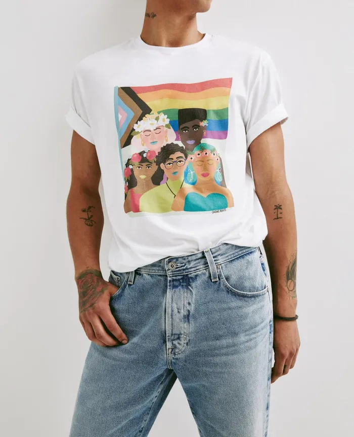 Bryce Crew Feel The Pride True White WomenMen AG Jeans Tees and Tanks