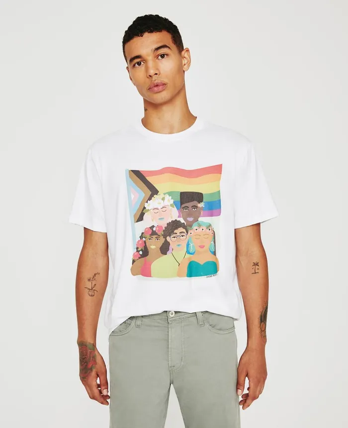 Bryce Crew Feel The Pride True White WomenMen AG Jeans Tees and Tanks Bryce Crew Feel The Pride True White WomenMen AG Jeans Tees and Tanks
