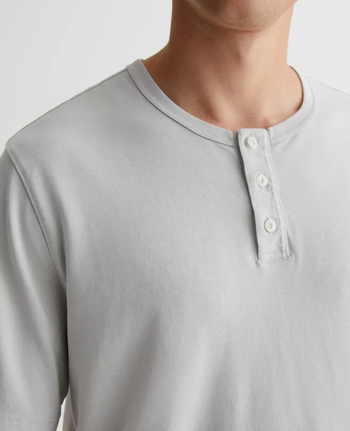 Bryce Short Sleeve Henley Silver Smoke Men AG Jeans Tees Bryce Short Sleeve Henley Silver Smoke Men AG Jeans Tees