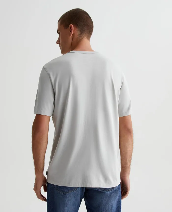 Bryce Short Sleeve Henley Silver Smoke Men AG Jeans Tees Bryce Short Sleeve Henley Silver Smoke Men AG Jeans Tees