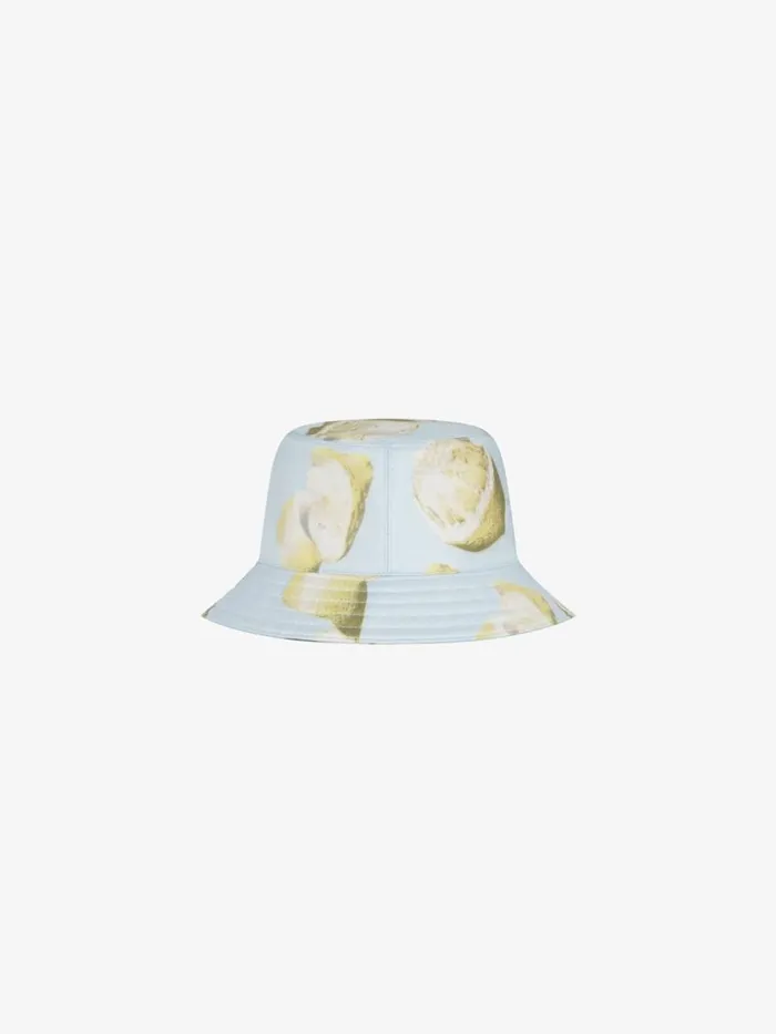 Bucket Hat In Silk With Lemon Print Sky Blue Women Givenchy Beanies and Caps
