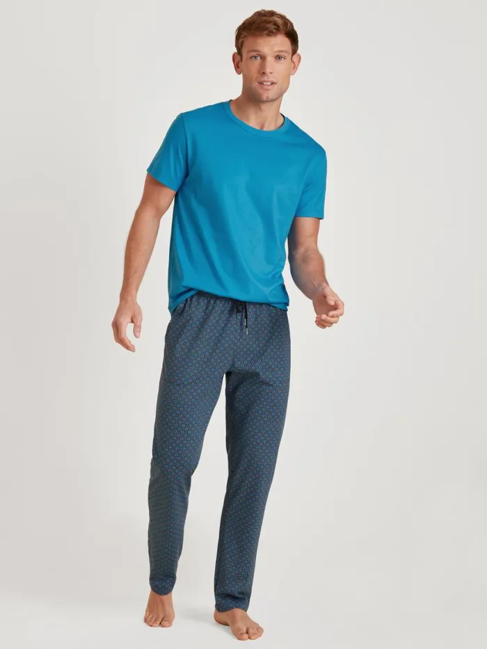 CALIDA Pyjama Pants Men Long Pants With Side Pockets Indian Blue
