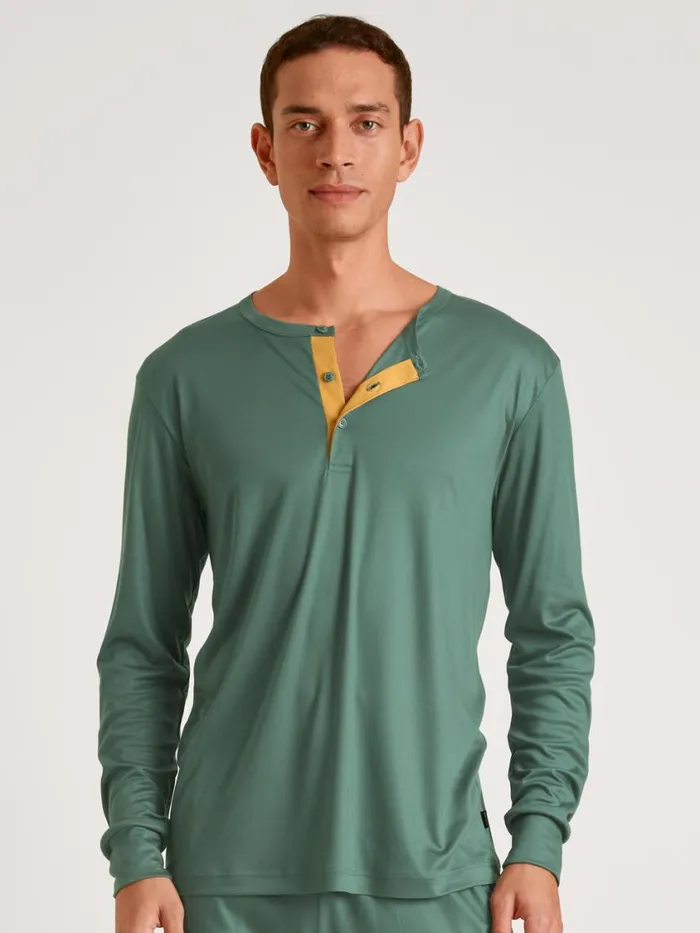 CALIDA Shirts Men Long Sleeve Shirt Cradle To Cradle Certified Dark Glen