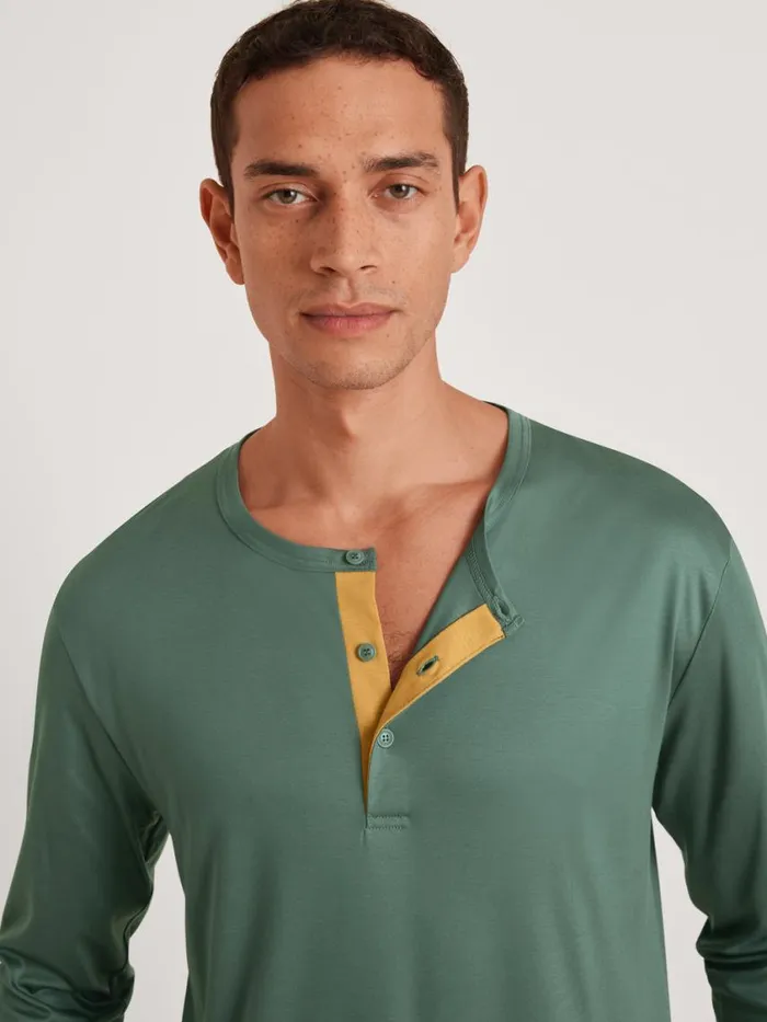 CALIDA Shirts Men Long Sleeve Shirt Cradle To Cradle Certified Dark Glen