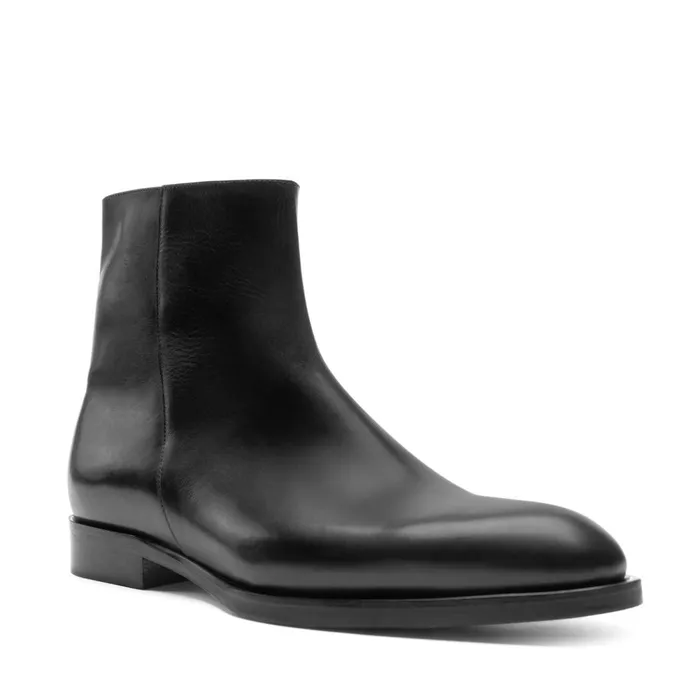 Calvin Side Zip Leather BootBlack Men Bruno Magli Boots
