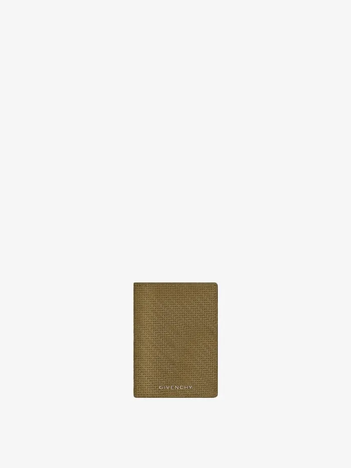 Card Holder In BraidedEffect Leather Khaki Men Givenchy Wallets and Card Holders