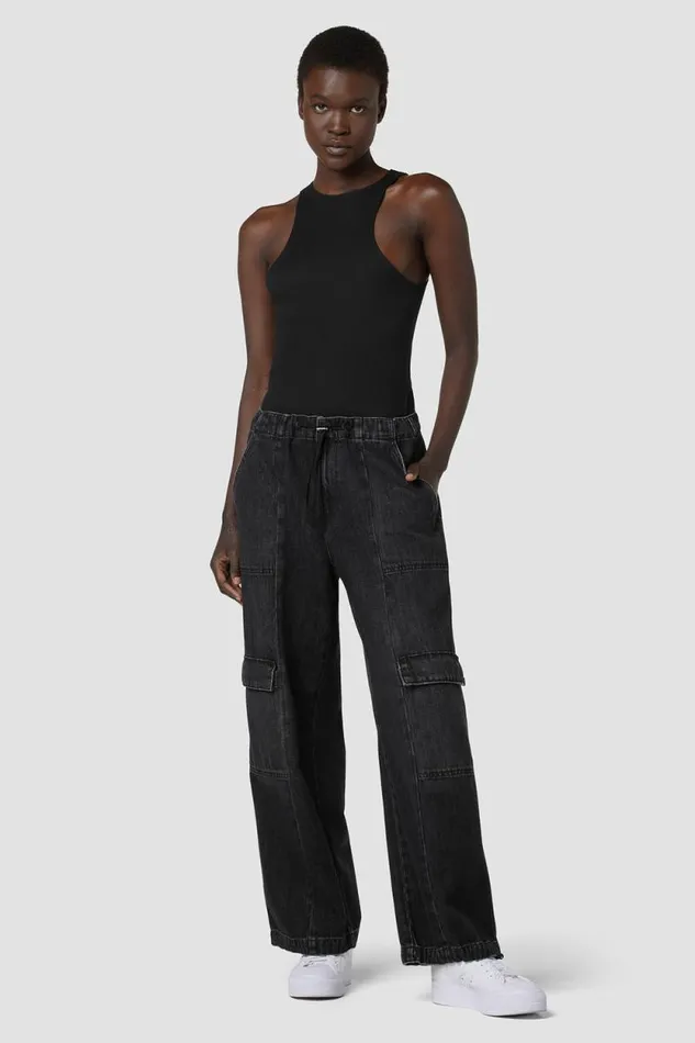 Cargo Women Hudson Jeans Drawstring Parachute Pant Faded Black Cargo Women Hudson Jeans Drawstring Parachute Pant Faded Black