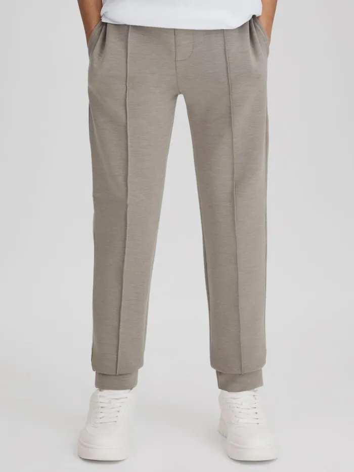 Children Reiss CoOrds Premier Interlock Jersey Drawstring Joggers Taupe