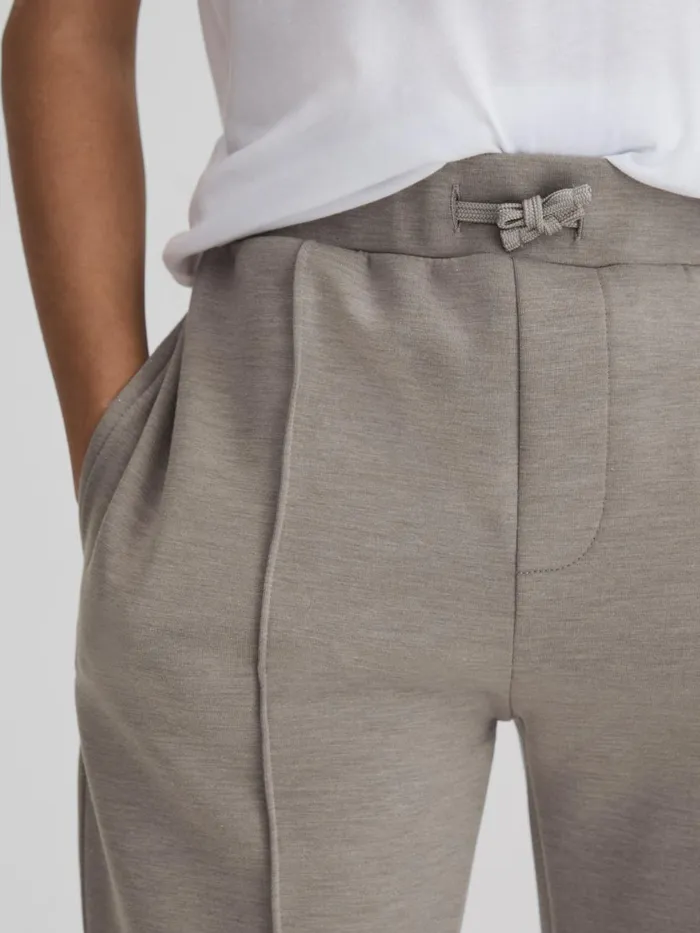 Children Reiss CoOrds Premier Interlock Jersey Drawstring Joggers Taupe
