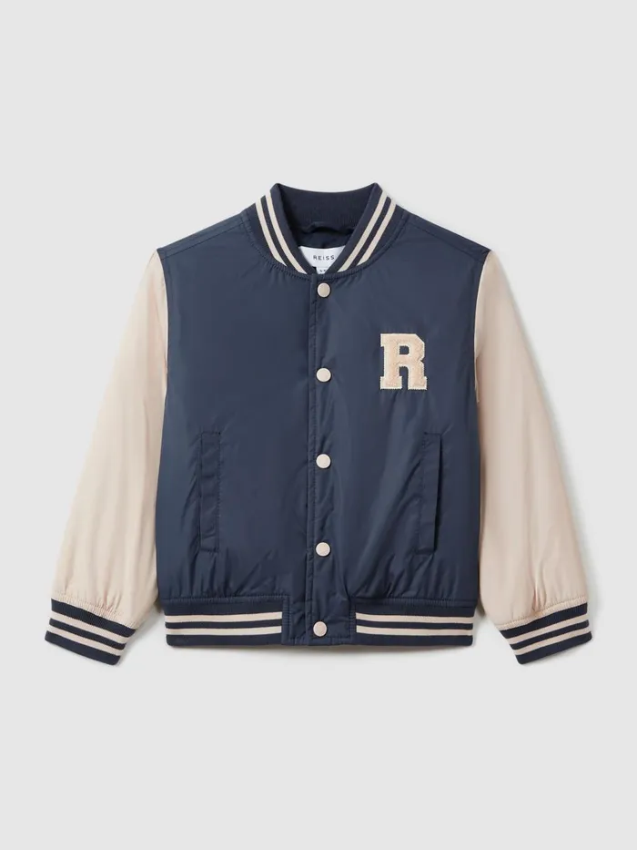 Children Reiss Coats and Jackets Arkan Colourblock Varsity Bomber Jacket Airforce Bluestone Children Reiss Coats and Jackets Arkan Colourblock Varsity Bomber Jacket Airforce Bluestone