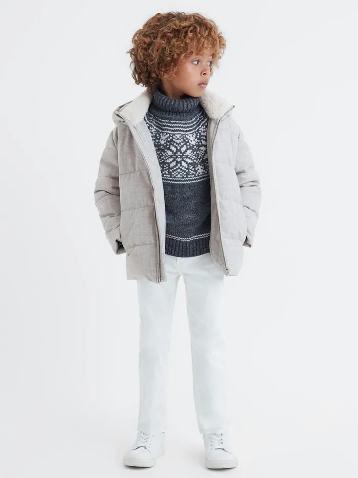Children Reiss Coats and Jackets Disere Water Repellent Quilted Hooded Coat Soft Grey Children Reiss Coats and Jackets Disere Water Repellent Quilted Hooded Coat Soft Grey