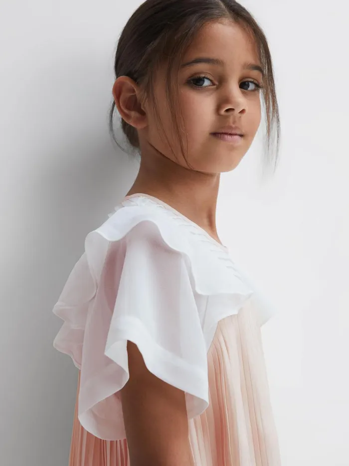 Children Reiss Dresses Dina Pleated Metallic Dress Pink