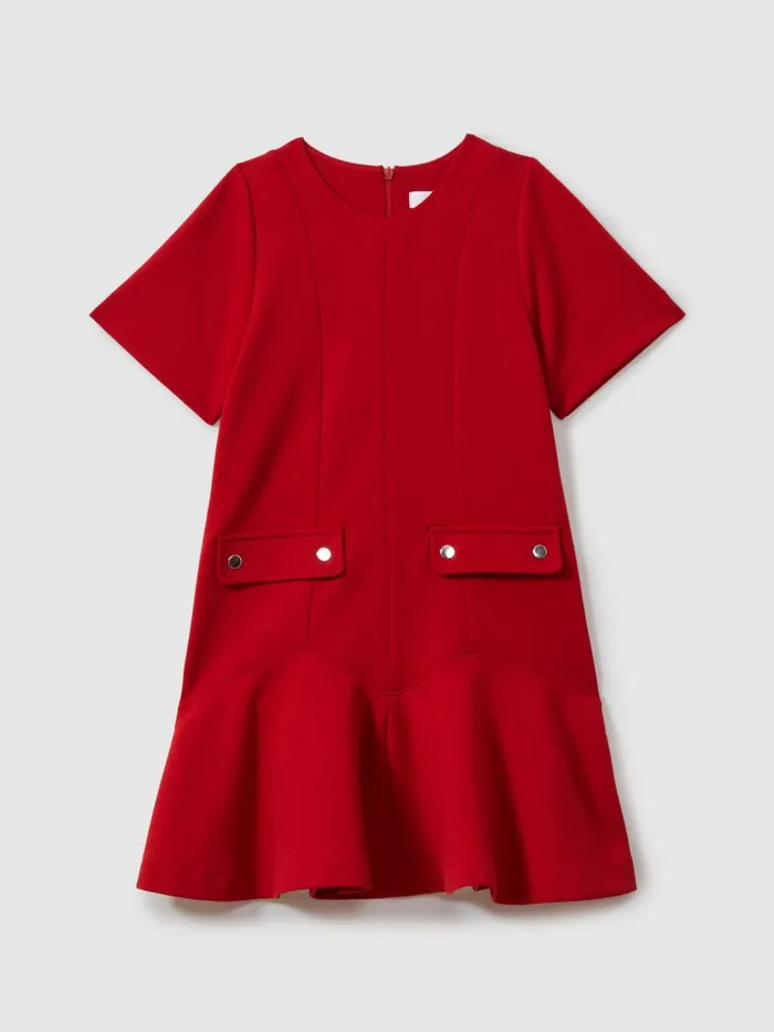 Children Reiss Dresses Fion FitandFlare Pocket Detail Dress Red