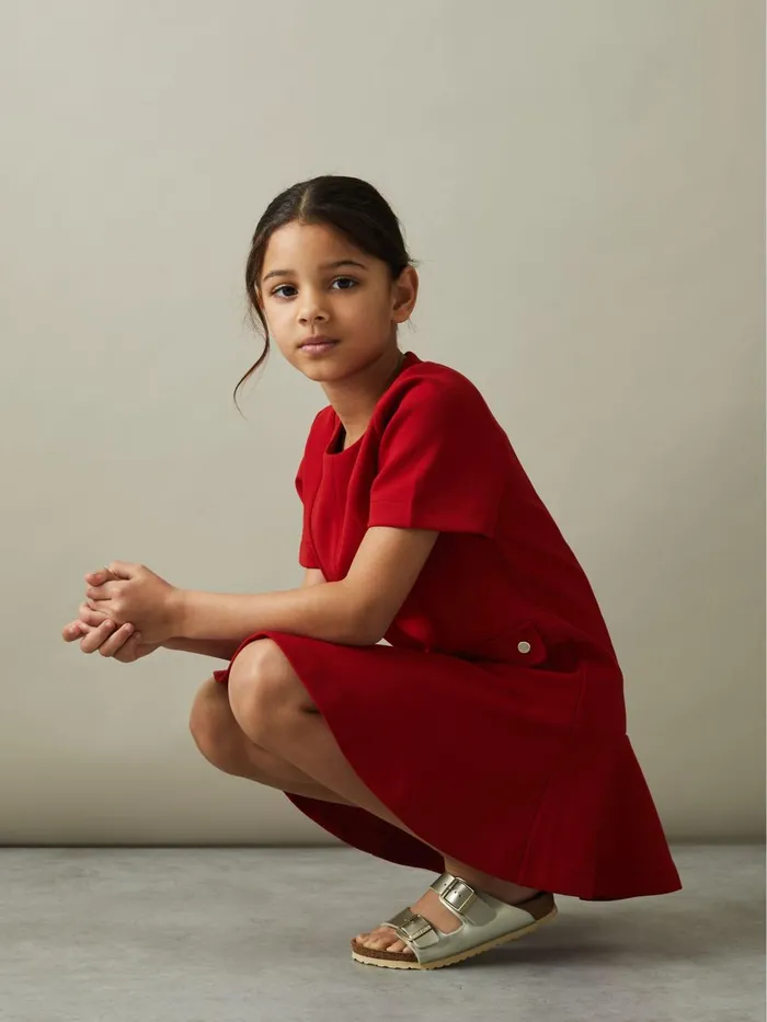 Children Reiss Dresses Fion FitandFlare Pocket Detail Dress Red