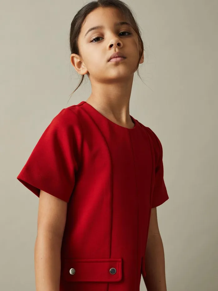 Children Reiss Dresses Fion FitandFlare Pocket Detail Dress Red