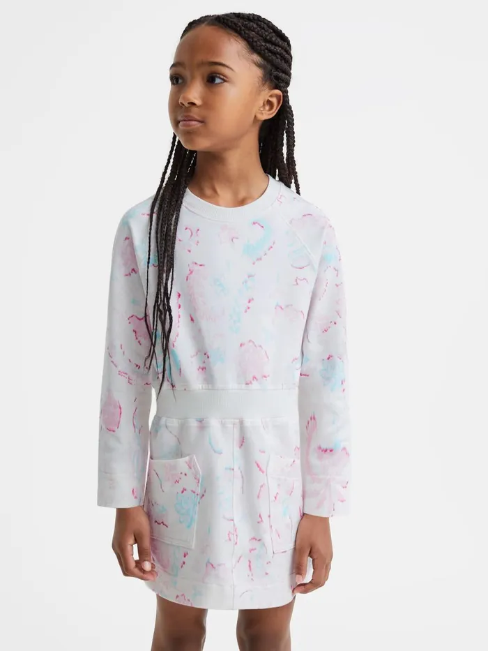 Children Reiss Dresses Janey Cotton Jersey Blend Crew Neck Dress Multi