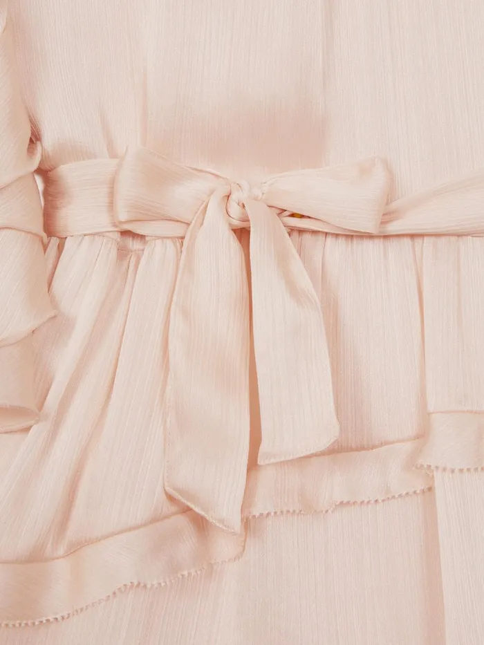 Children Reiss Dresses Polly Textured Satin Frilly Dress Pink