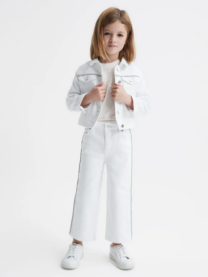 Children Reiss Jeans Nala Sparkle Stripe Jeans White