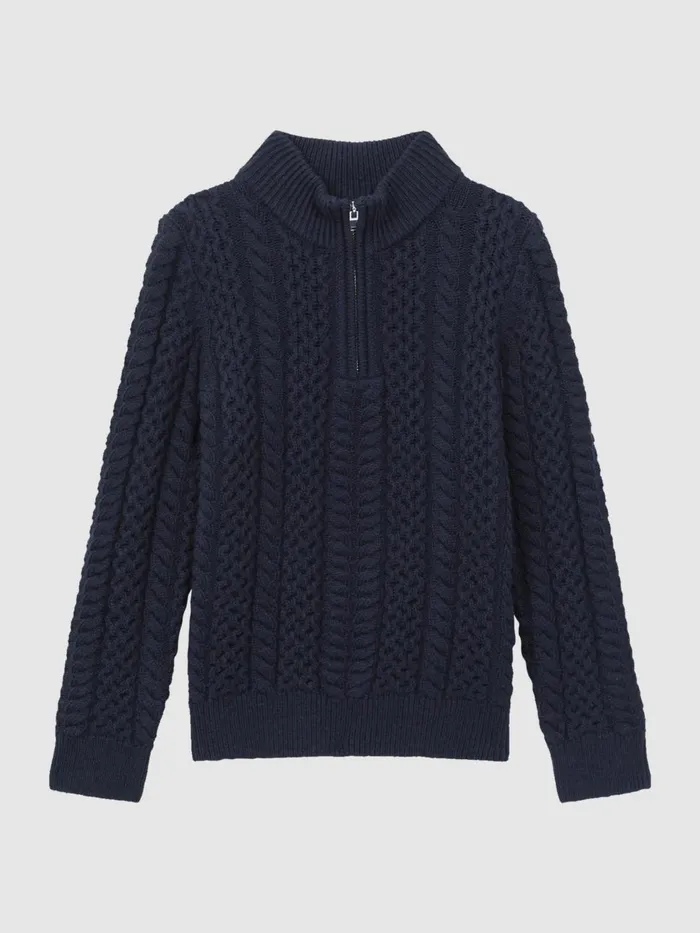 Children Reiss Knitwear Bantham Slim Fit Knitted HalfZip Jumper Navy