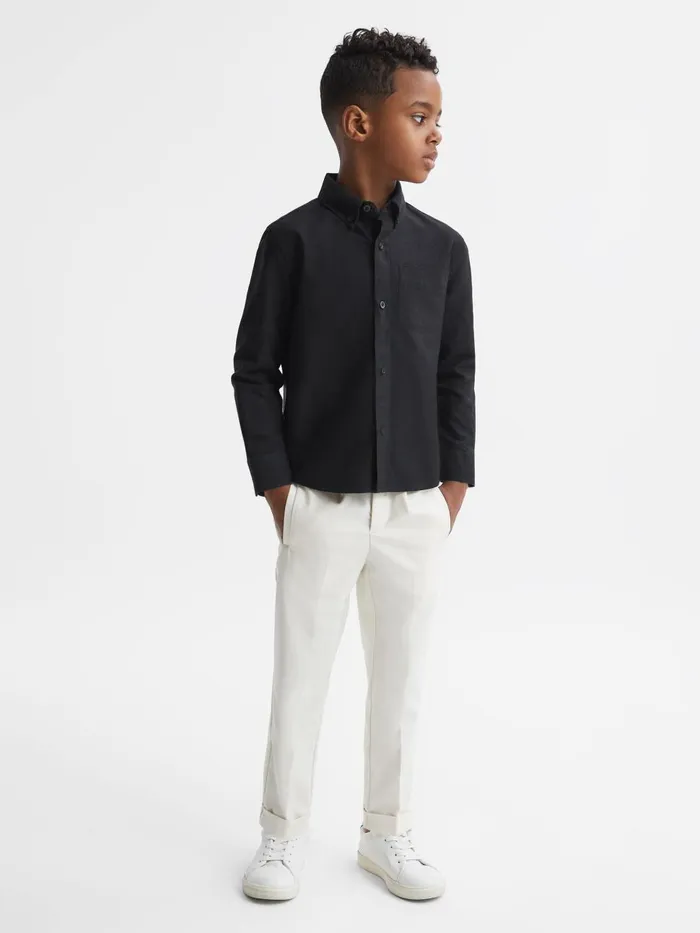 Children Reiss Shirts Greenwich Slim Fit ButtonDown Oxford Shirt Black