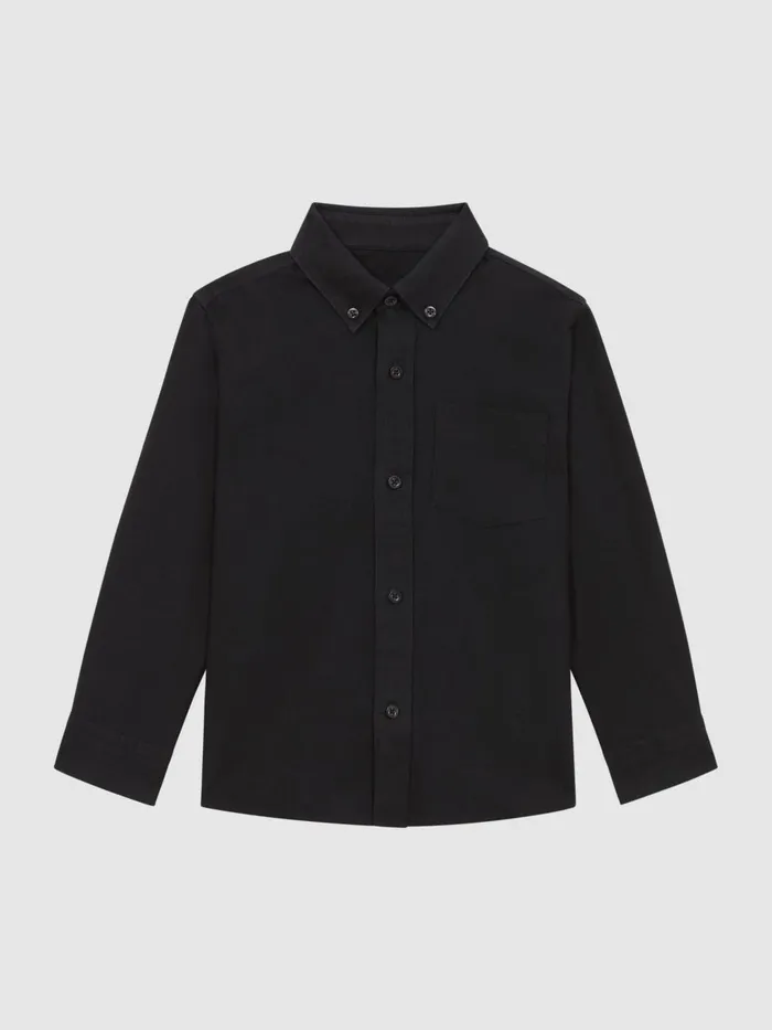 Children Reiss Shirts Greenwich Slim Fit ButtonDown Oxford Shirt Black