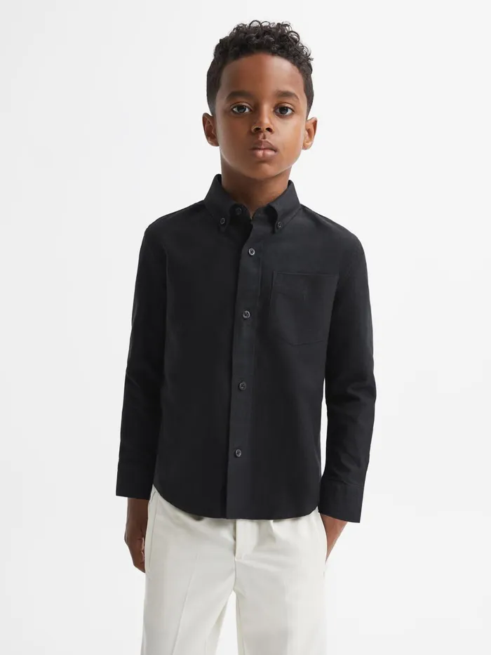 Children Reiss Shirts Greenwich Slim Fit ButtonDown Oxford Shirt Black