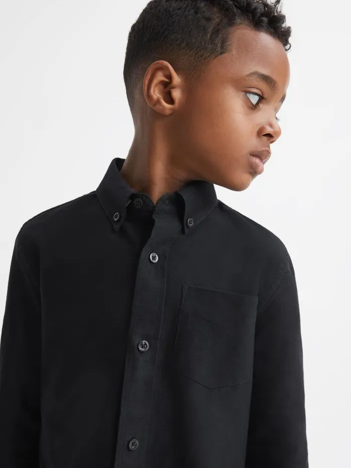 Children Reiss Shirts Greenwich Slim Fit ButtonDown Oxford Shirt Black