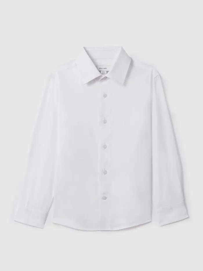 Children Reiss Shirts Remote Slim Fit Cotton Shirt White