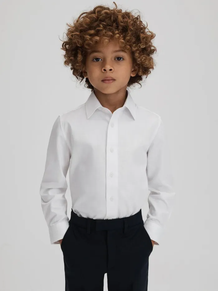 Children Reiss Shirts Remote Slim Fit Cotton Shirt White