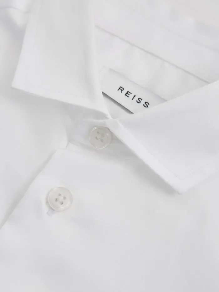 Children Reiss Shirts Remote Slim Fit Cotton Shirt White