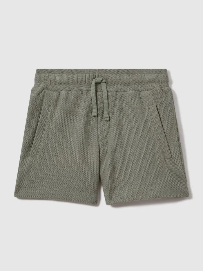 Children Reiss Shorts Hester Textured Cotton Drawstring Shorts Pistachio