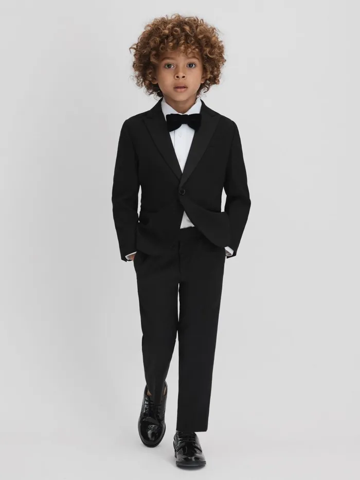 Children Reiss Suits and Tailoring Knightsbridge B Tuxedo Satin Single Breasted Blazer Black