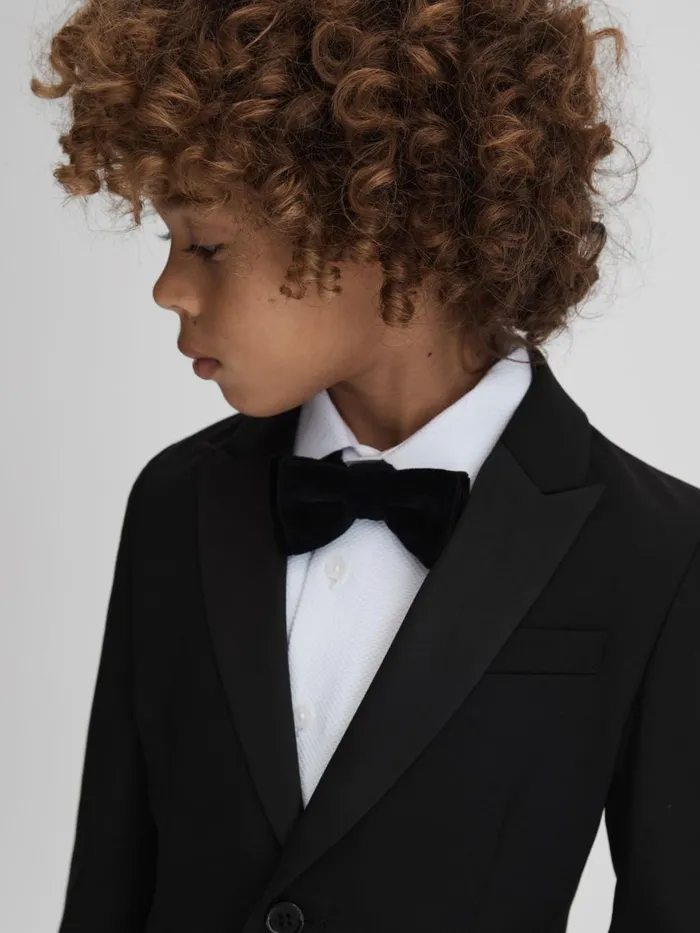 Children Reiss Suits and Tailoring Knightsbridge B Tuxedo Satin Single Breasted Blazer Black