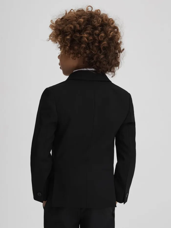 Children Reiss Suits and Tailoring Knightsbridge B Tuxedo Satin Single Breasted Blazer Black