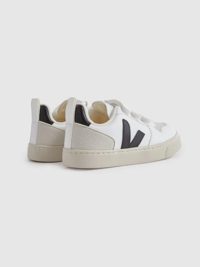 Children Reiss Veja Small V10 Suede Velcro Trainers Whiteblack