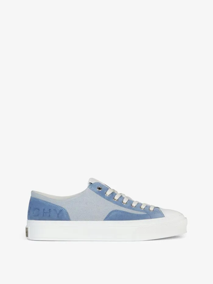 City Sneakers In Canvas And Suede Sky Blue Men Givenchy Sneakers