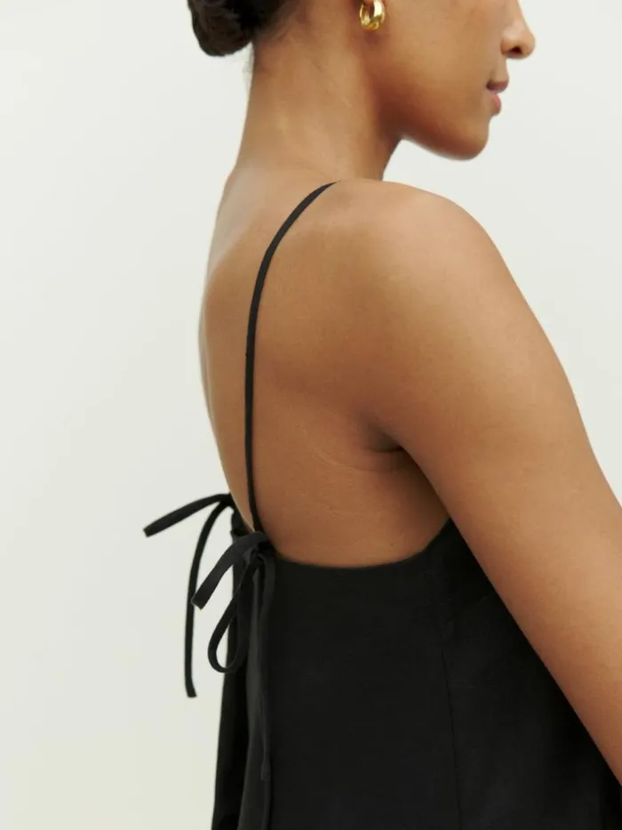 Clothing The Reformation Aubree Linen Dress Black