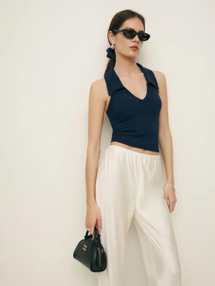 Clothing The Reformation Austine Knit Top Midnight