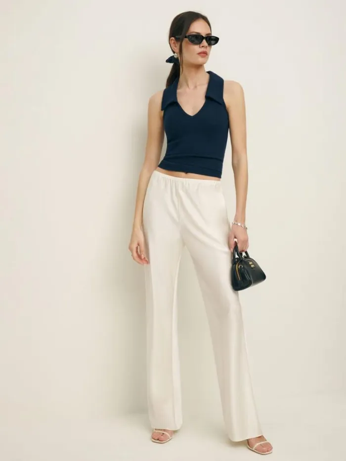 Clothing The Reformation Austine Knit Top Midnight