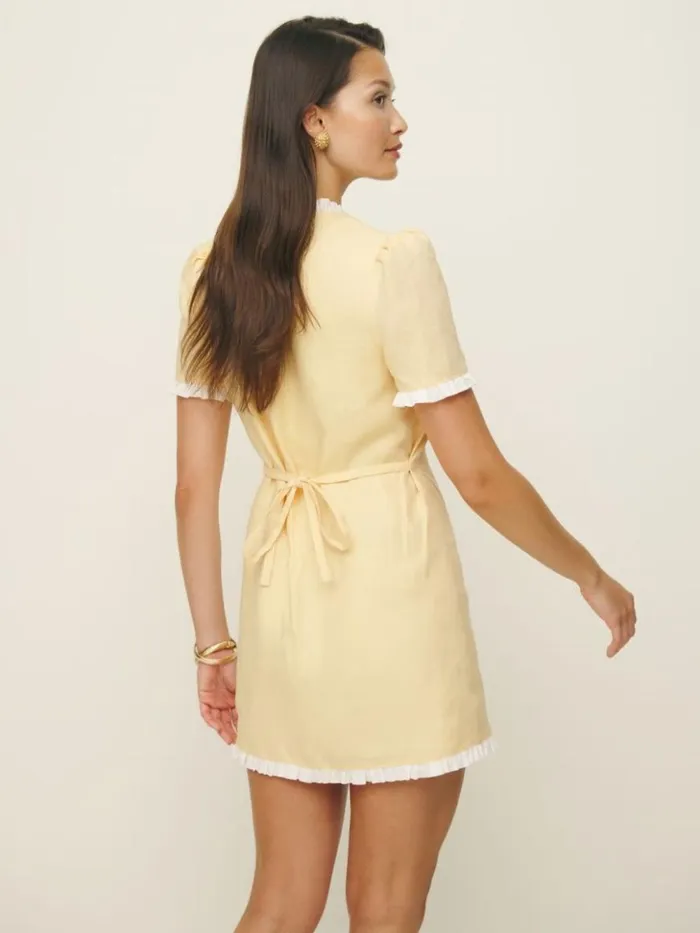 Clothing The Reformation Breslyn Linen Dress Parmesan