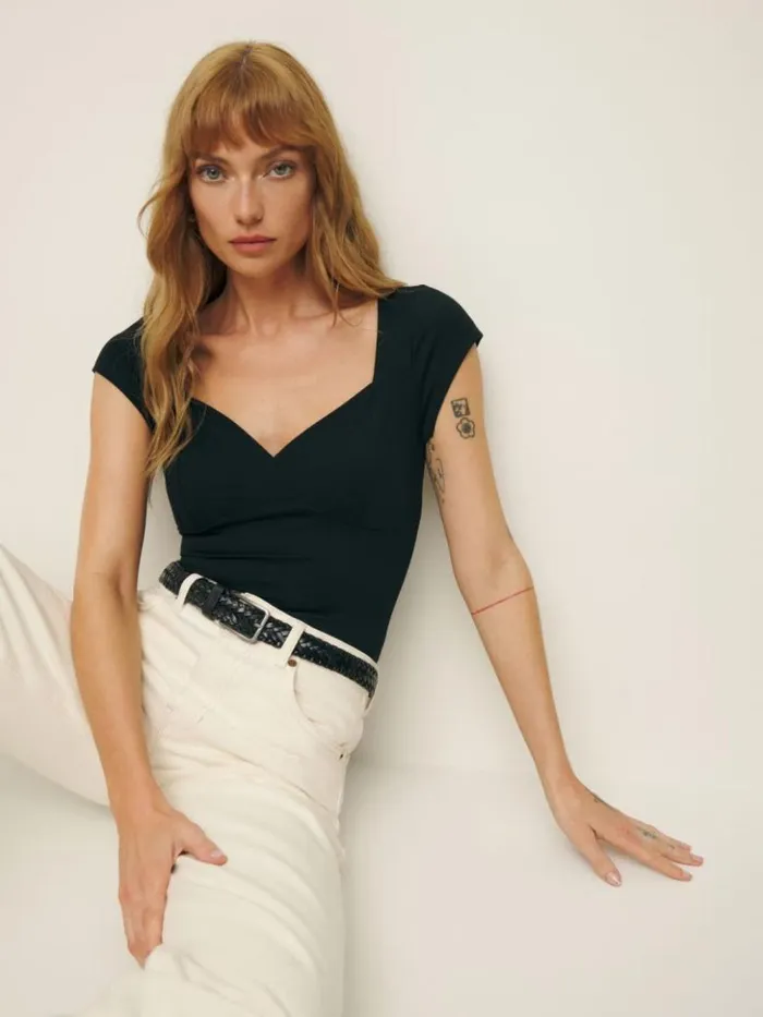Clothing The Reformation Brielle Knit Top Black