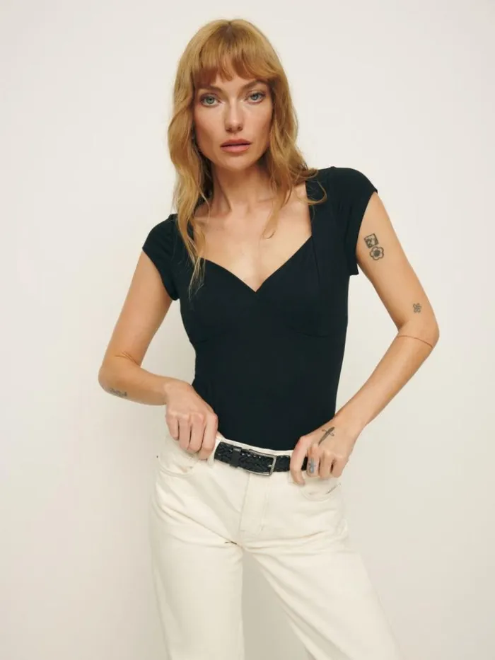 Clothing The Reformation Brielle Knit Top Black